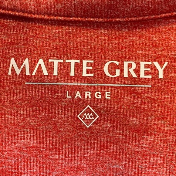 Matte Grey Mens Quarter-Zip Pullover Sweatshirt Large Red - Picture 5 of 8
